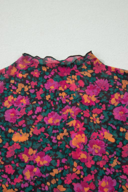 Rose Plus Size Floral Mesh Short Sleeve Top