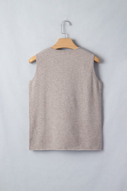 Gray Morn Metal Star Detail V Neck Sweater Knit Tank Top