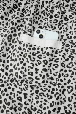 Gray Animal Print Wide Leg Terry Knit Pants