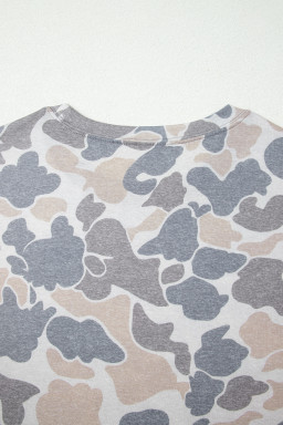 Multicolour Retro Camouflage Print Womens Casual T Shirt