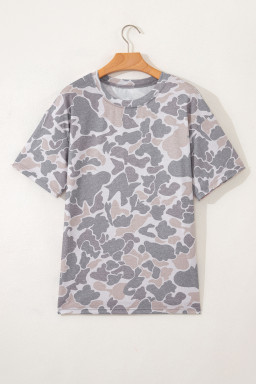 Multicolour Retro Camouflage Print Womens Casual T Shirt
