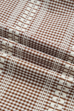 Brown Western Pony Embroidered Yoke Puff Sleeve Gingham Blouse