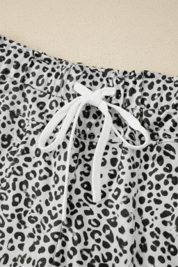 Gray Animal Print Wide Leg Terry Knit Pants