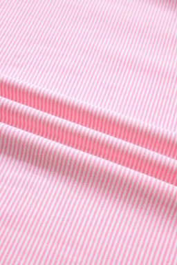 Pink Stripe Matching Oversized Tee and Drawstring Shorts Set
