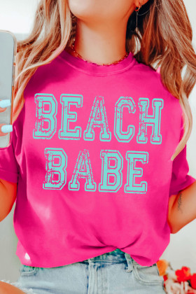 Rose Red BEACH BABE Graphic Relaxed T Shirt