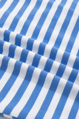 Sky Blue Stripe Nautical Tie Contrast Trim Round Neck T Shirt Mini Dress