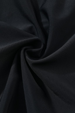 Black Solid Color 2-in-1 Drawstring Elastic Waist Swim Shorts