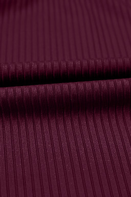 Burgundy Ribbed Knit Crossed Detail Tank Skort 2pcs Swimsuit