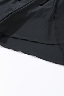Black Solid Color 2-in-1 Drawstring Elastic Waist Swim Shorts