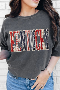 Gray KENTUCKY Mix Pattern Printed Patriotic Tee