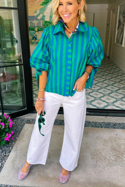Blue Stripe Blouses & Shirts