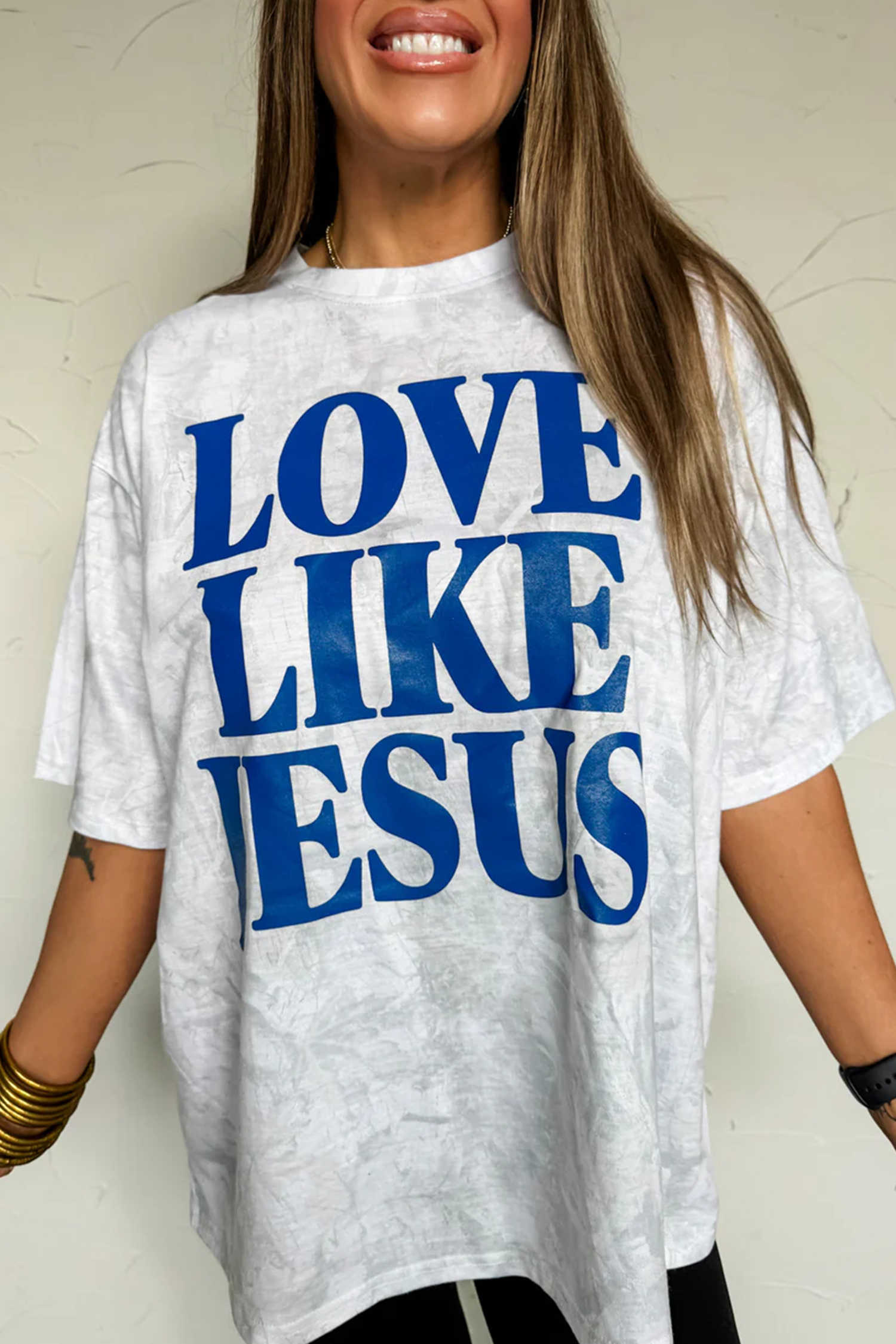 Gray Love Like Jesus Camouflage Oversized T Shirt