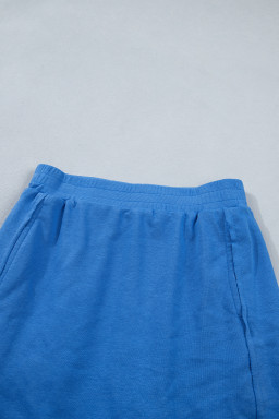Sky Blue Slim Tank Top Elastic Waist Mini Skort 2pcs Outfit