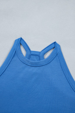 Sky Blue Slim Tank Top Elastic Waist Mini Skort 2pcs Outfit