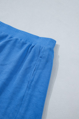 Sky Blue Slim Tank Top Elastic Waist Mini Skort 2pcs Outfit