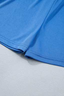 Sky Blue Slim Tank Top Elastic Waist Mini Skort 2pcs Outfit