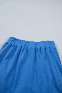 Sky Blue Slim Tank Top Elastic Waist Mini Skort 2pcs Outfit