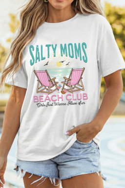 White Salty Moms Beach Club Short Sleeve Graphic Tee