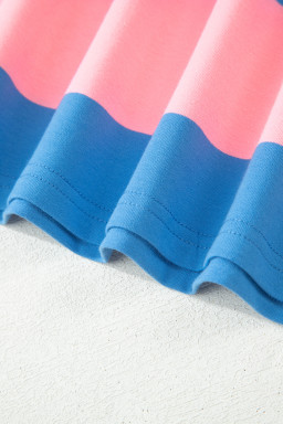 Bright Pink Striped Color Block Oversize Tunic Tee