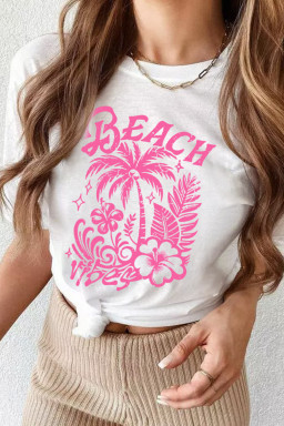 White Beach Vibes Vacation Graphic T Shirt
