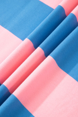 Bright Pink Striped Color Block Oversize Tunic Tee