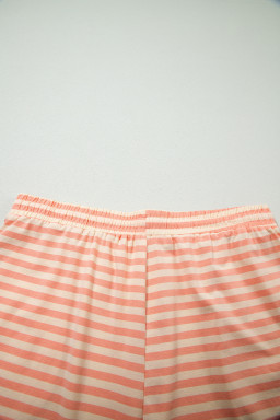 Pink Stripe Drop Shoulder T Shirt and Shorts Plus Size Summer Set