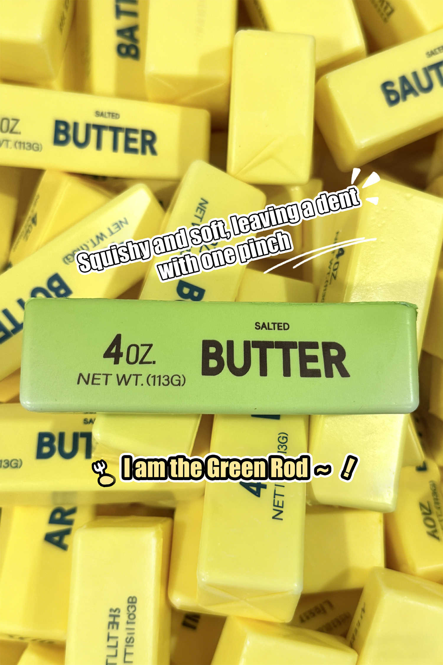 Light Green PU Butter Bar Slow Rebound Decompression Toy