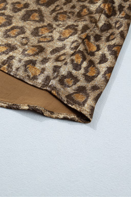 Gold Plus Size Leopard Print Short Sleeve Dolman Shirt