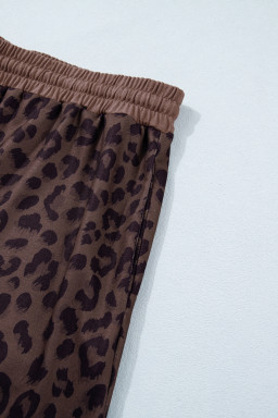 Brown Plus Size Leopard Short Set