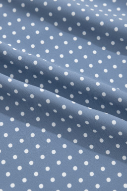 Sky Blue Dotted Print Cuffed Short Sleeve Shirt