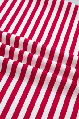 Red Stripe Colorblock Trim V Neck Tee Drawstring Elastic Waist Short Set
