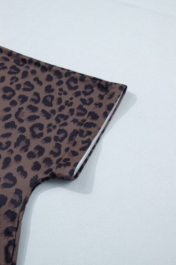Brown Plus Size Leopard Short Set