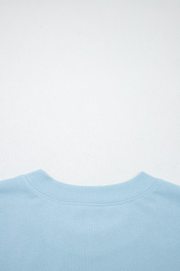 Mist Blue Solid Color Loose Tee Drawstring Shorts 2pcs Outfit