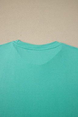Mint Green Casual Plain Crew Neck Tee