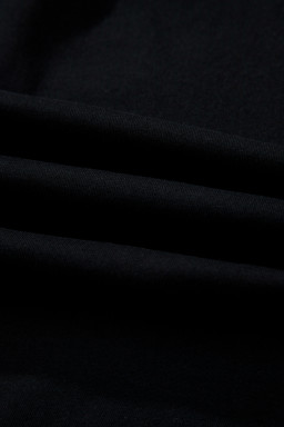 Black Leopard Bow Embroidered Cotton Round Neck T Shirt