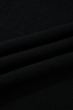 Black Solid Color Knit Contrast Denim Patchwork Collar Sweater Vest