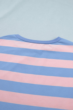 Pink Stripe Dolman Tee Drawstring Skort Athletic 2pcs Set