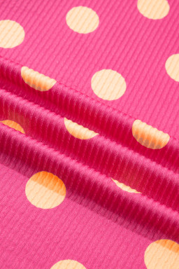 Pink DEFECTIVE Polka Dot Patch Pocket Twisted Ribbed Top