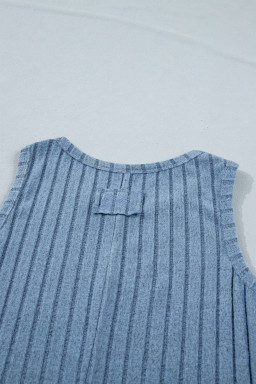 Sky Blue Slim Ribbed Mineral Wash Tank Top