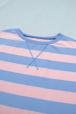 Pink Stripe Dolman Tee Drawstring Skort Athletic 2pcs Set