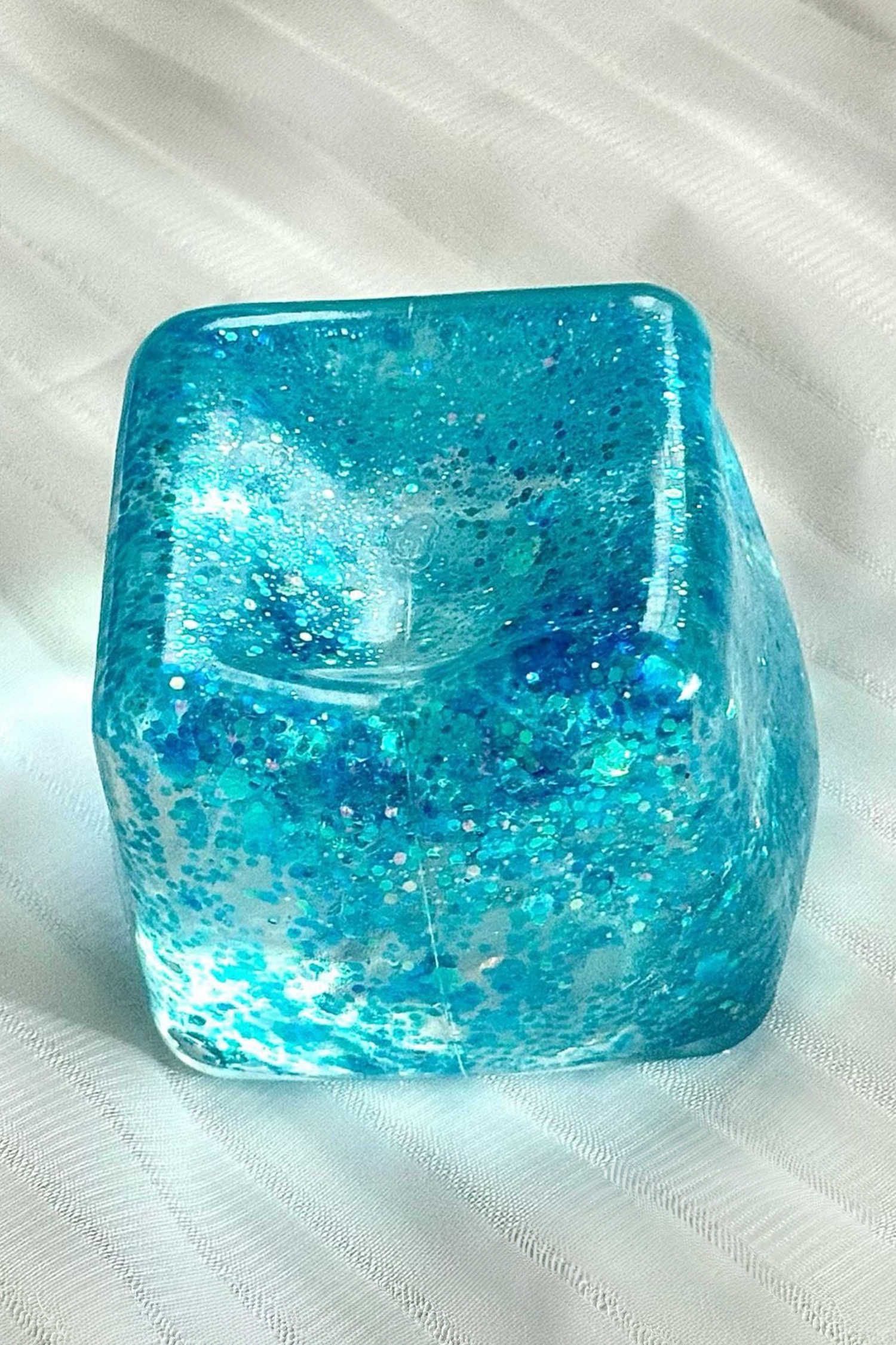 Light Blue Glitter Cube Stress Relief Squeeze Toy