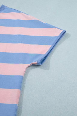 Pink Stripe Dolman Tee Drawstring Skort Athletic 2pcs Set
