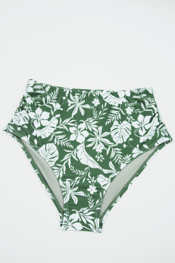 Four Leaf Clover O-ring Knot Back Straps Ricrac Trim V Neck Tankini Contrast Printed Swim Short 2pcs Set