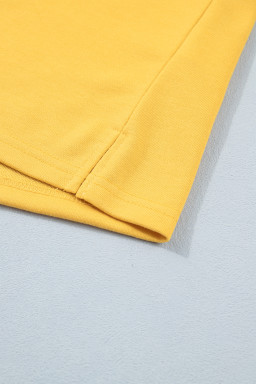 Banana Cream Loose Polo Tee Elastic Waist 2pcs Short Set