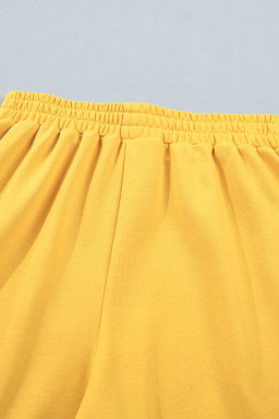 Banana Cream Loose Polo Tee Elastic Waist 2pcs Short Set