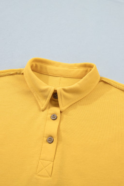 Banana Cream Loose Polo Tee Elastic Waist 2pcs Short Set