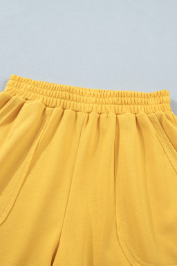 Banana Cream Loose Polo Tee Elastic Waist 2pcs Short Set