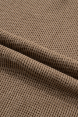Light French Beige Solid Color Ribbed Knit Mock Neck Loose Sleeveless Sweater