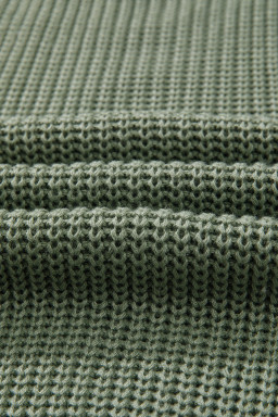 Smoke Green Cable Ribbed Knit Contrast Trim Loose Sweater Vest