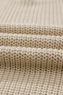 Apricot Cable Ribbed Knit Contrast Trim Loose Sweater Vest